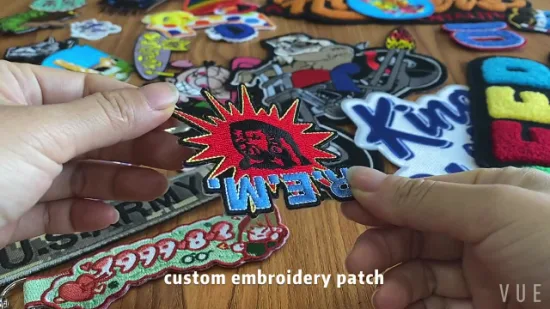 Benutzerdefinierte gestickte Patches PVC-Gummi-Logo Massen-3D-Patches Chenille China Hersteller Nähen Sie Eisen auf Stickerei-Patch für Kleidung